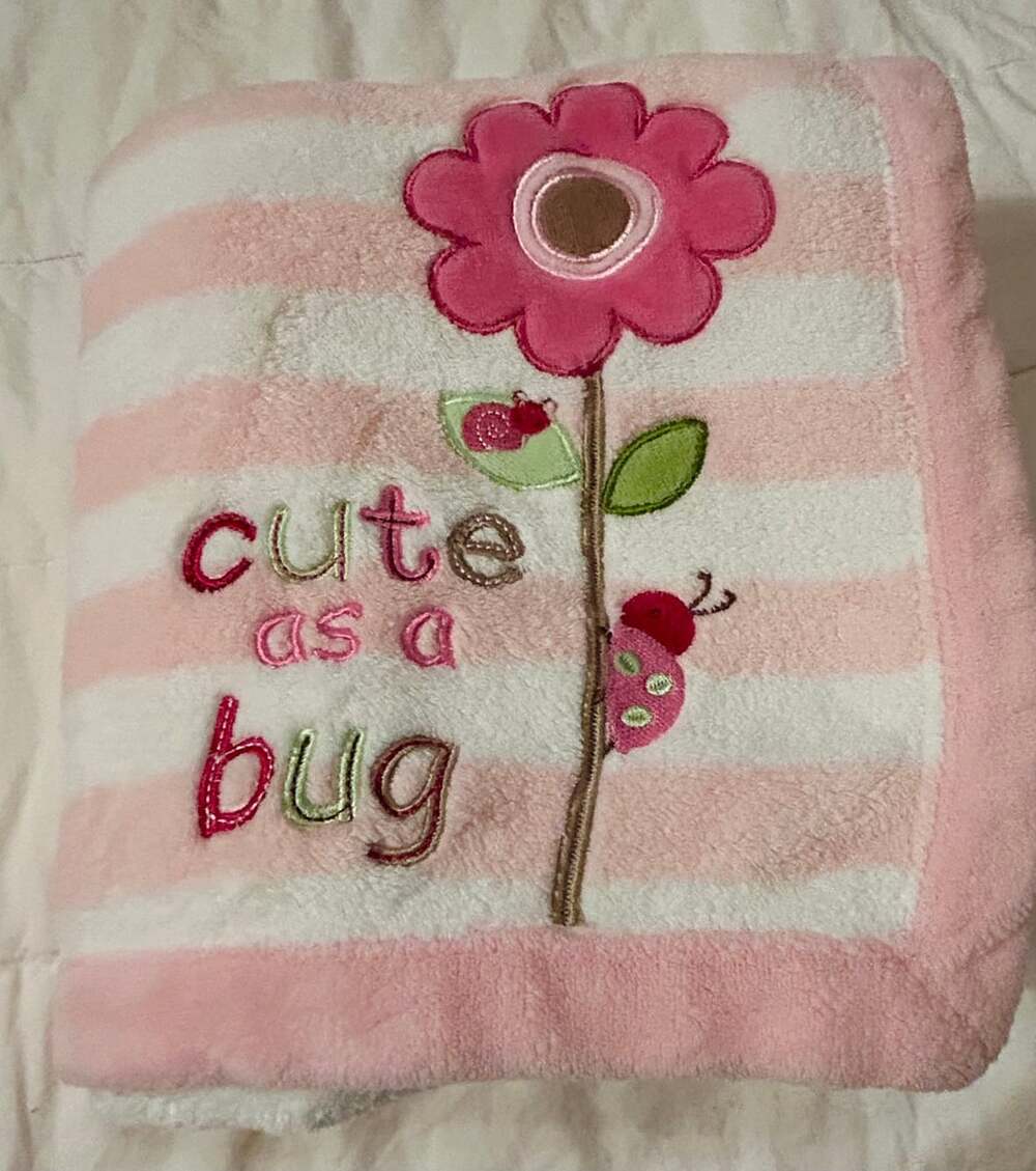 Carter’s Pink White “Cute as a Bug” soft baby blanket